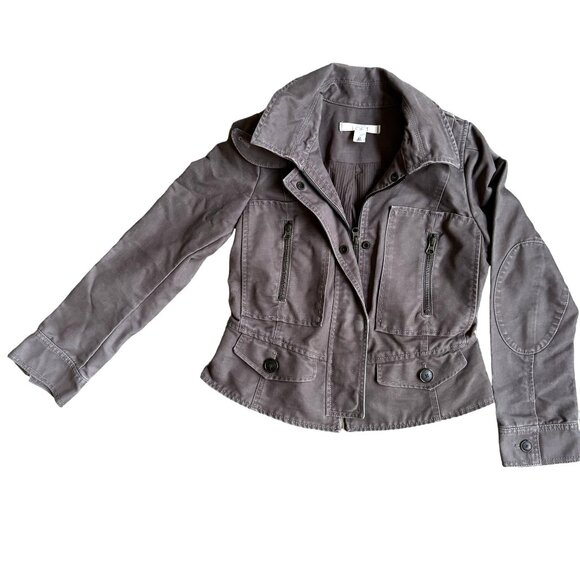 2/$18 SALE! Ann Taylor Loft Jacket Womens Western Utility 6P Gray Flap‎ Pockets - Picture 1 of 8